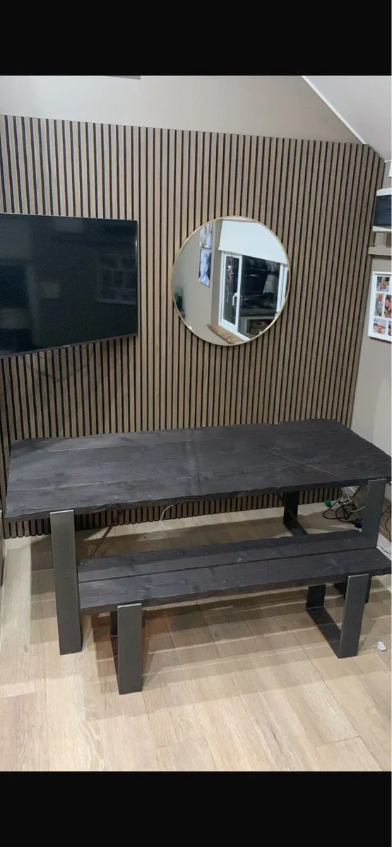 Steel frame table with bench - Image 1