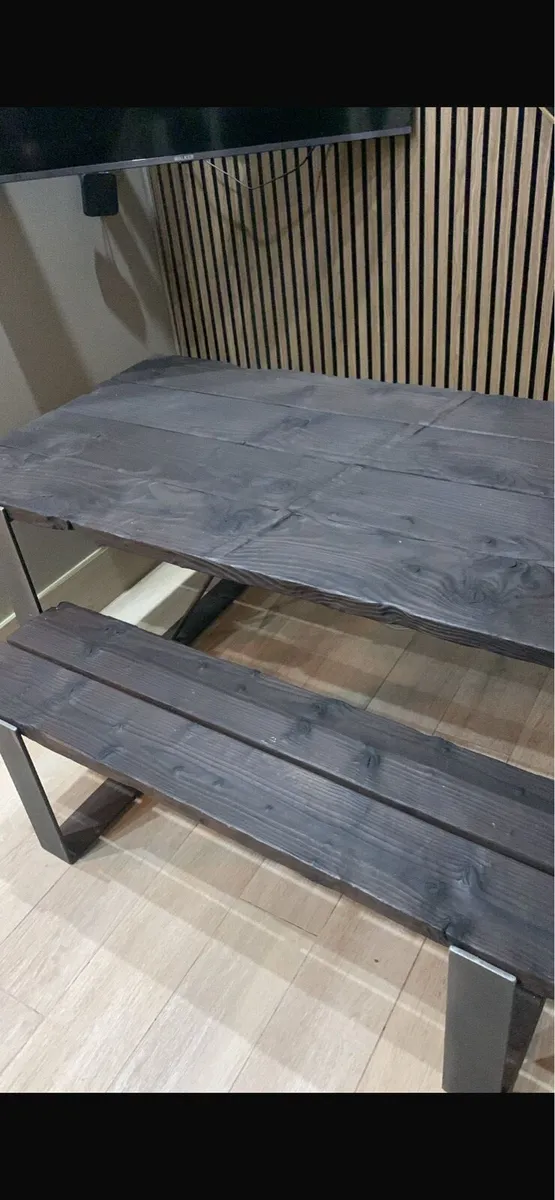 Steel frame table with bench - Image 2