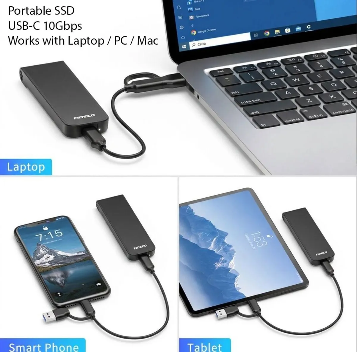512GB Portable External SSD USB-C 10Gbps Drive - Image 4