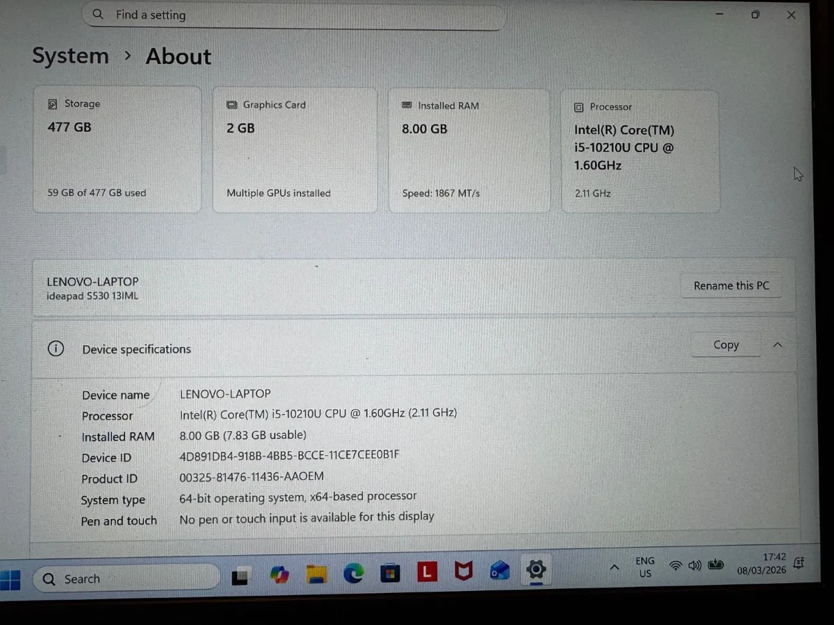 Lenovo IdeaPad – 14" Laptop | i5 | 8GB RAM | 512GB - Image 4