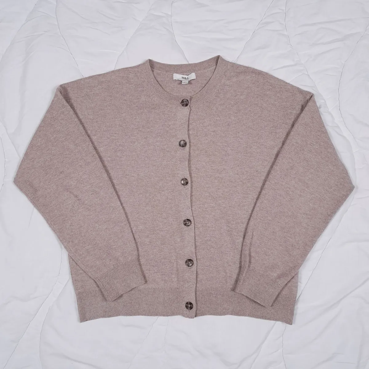 Marks & Spencer Taupe Beige Brown Knit Cardigan L - Image 3