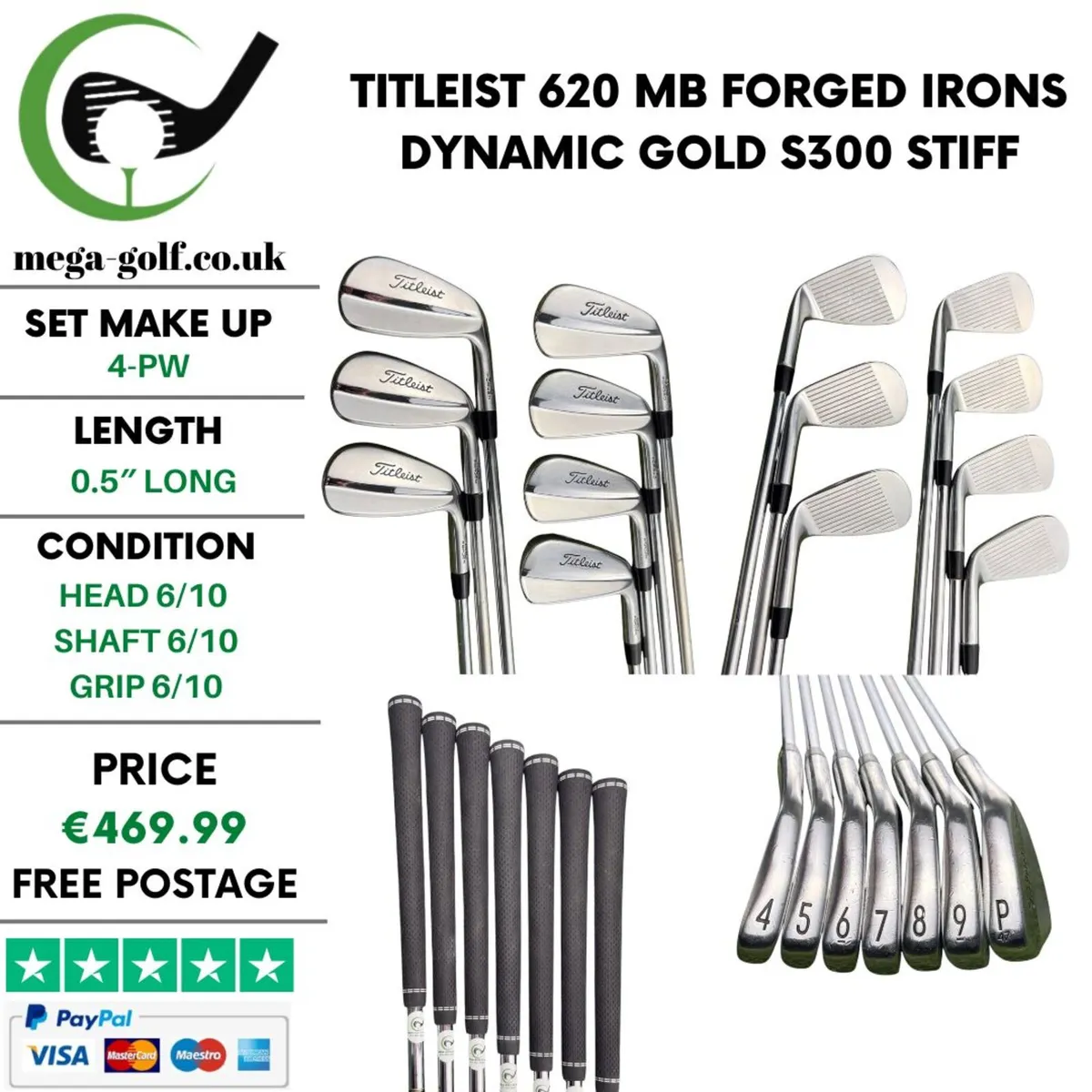 Titleist 620 MB Forged Irons / 4-Pw / Stiff - Image 1