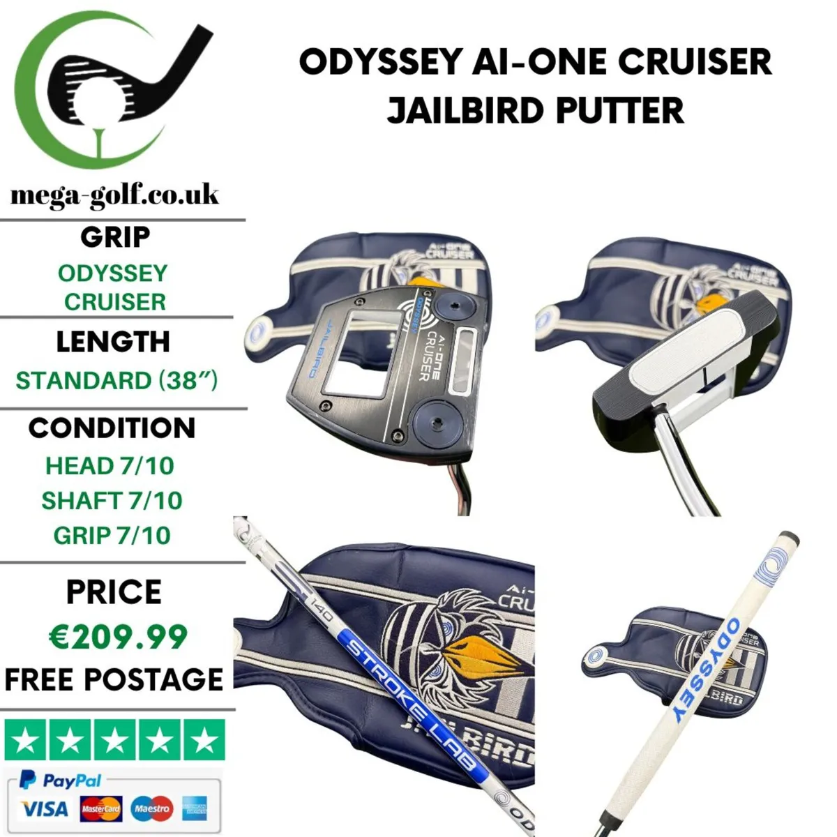 Odyssey Ai-One Cruiser Jailbird Putter / 38″ - Image 1