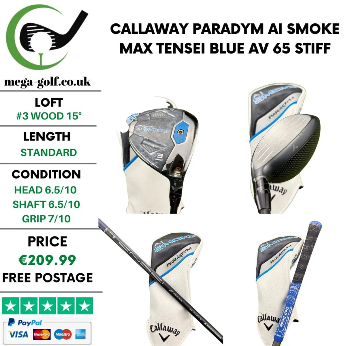 Callaway Paradym Ai Smoke Max #3 Wood 15° / Stiff - Image 1