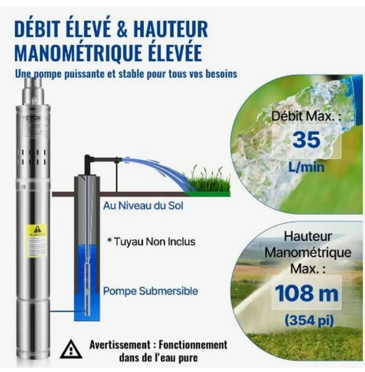 Deep Well Submersible Pump, 550W - Image 4