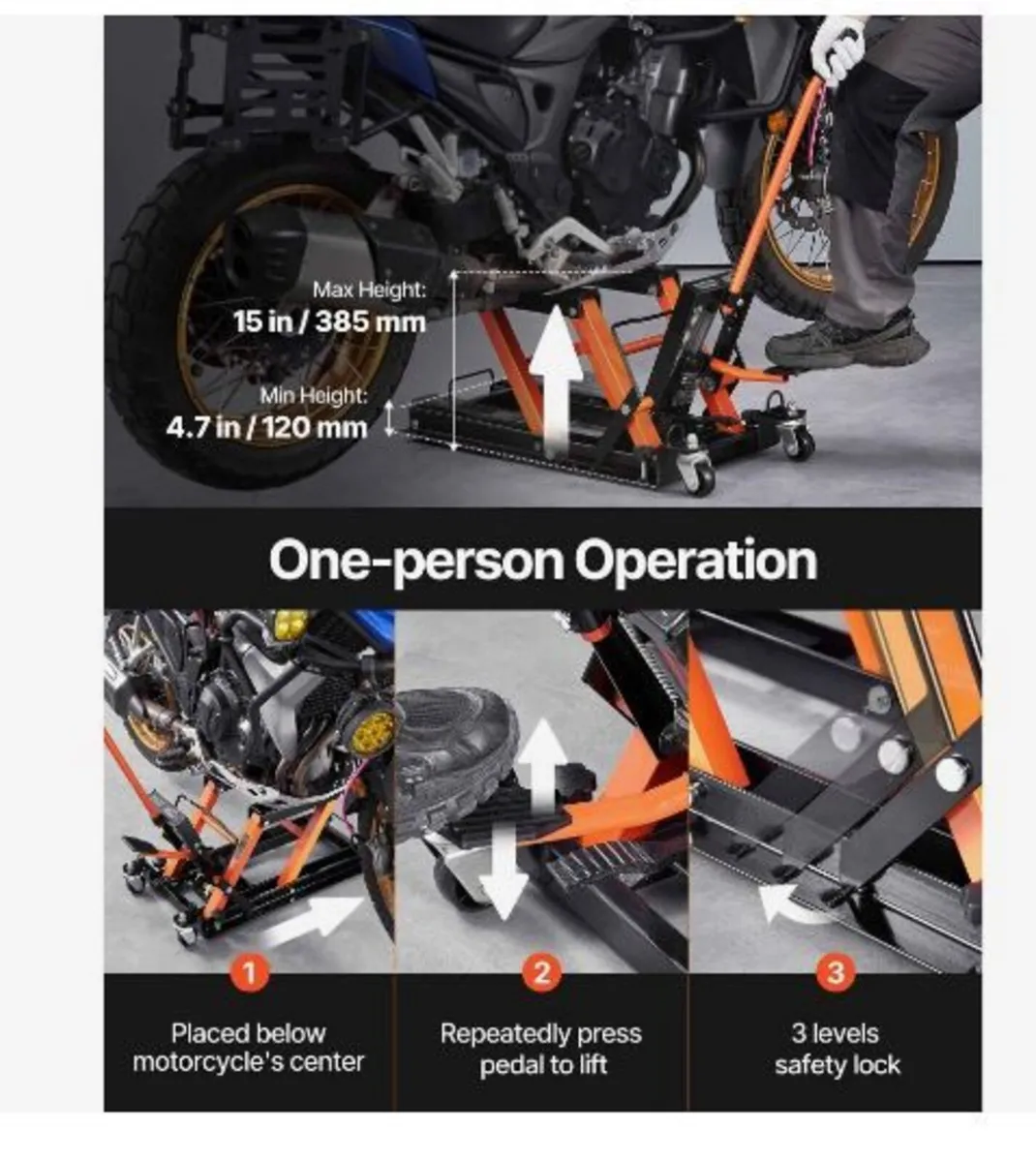 Motorcycle Hydraulic Pump Jack 680.4 kg - Image 3