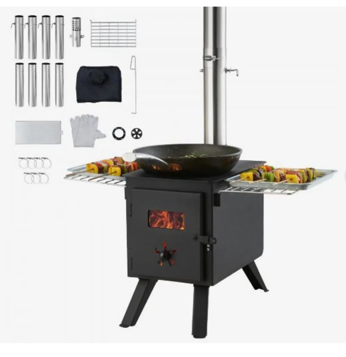 Wood Stove, 218.4 cm, Alloy Steel Camping Tent - Image 1