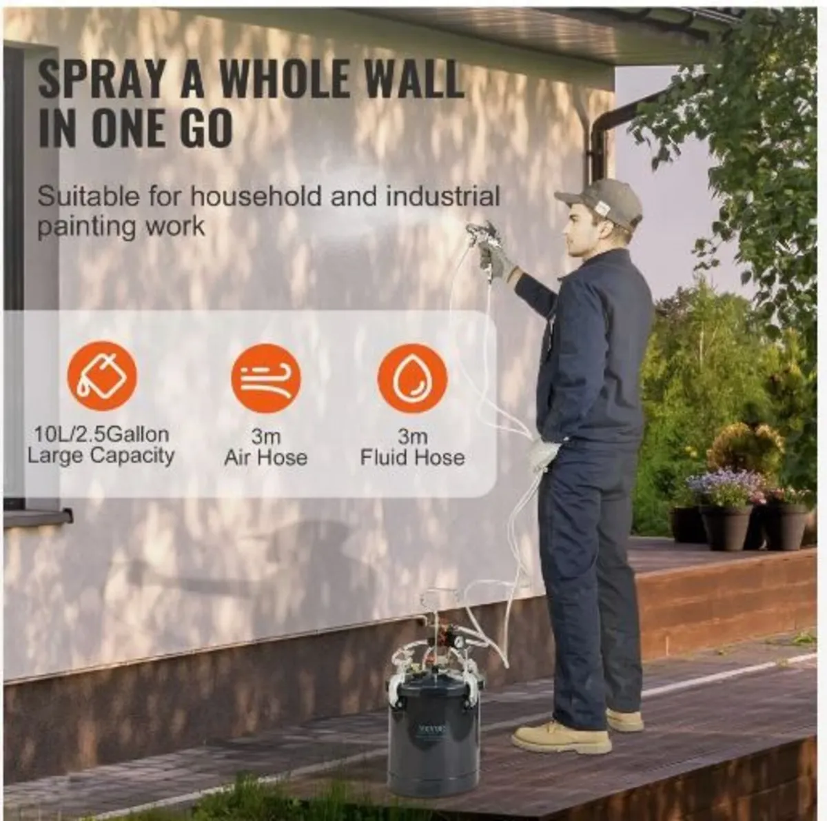 Spray Paint Pressure Pot Tank, 10L/2.5gal - Image 2