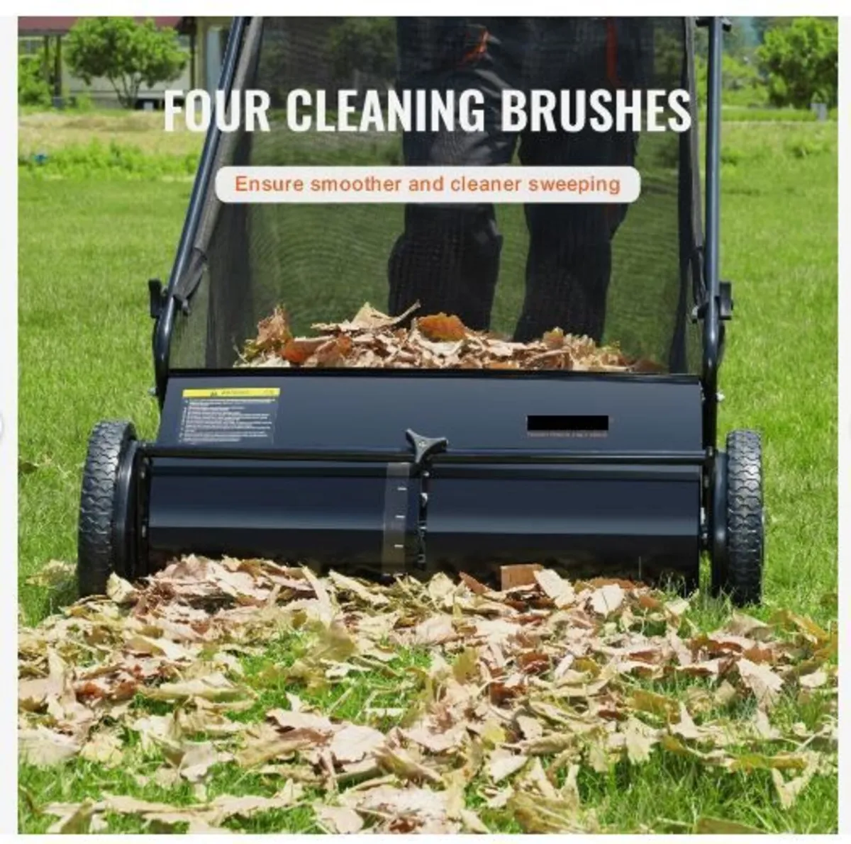 Push Lawn Sweeper, 26-inch Leaf & Grass Collector - Image 3