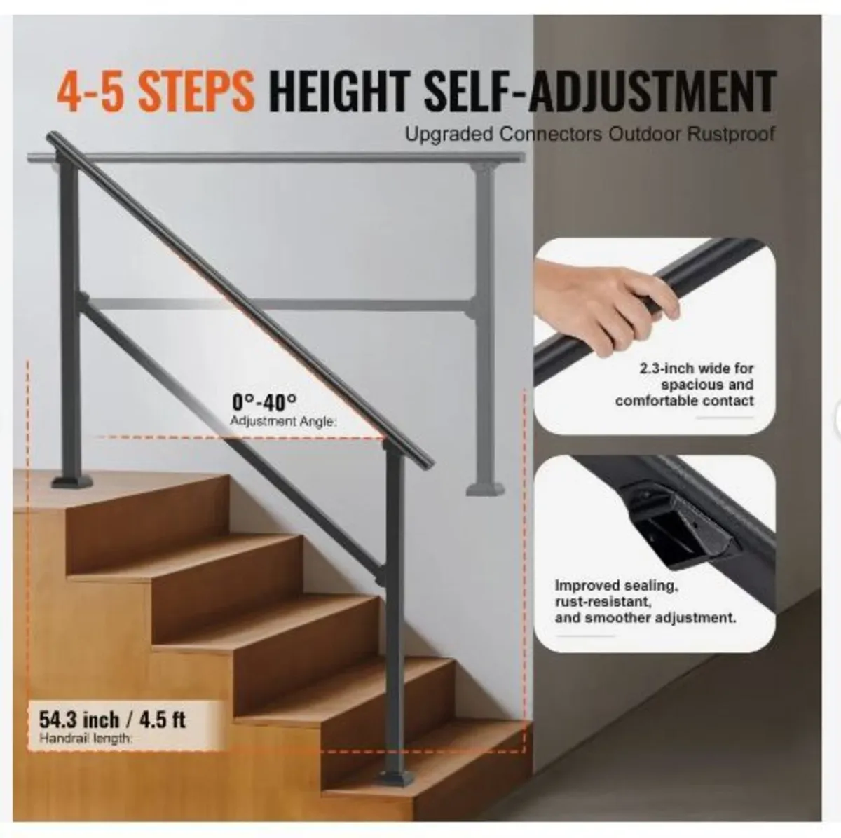 Handrails for Outdoor Steps, 4-5 Step - Image 3