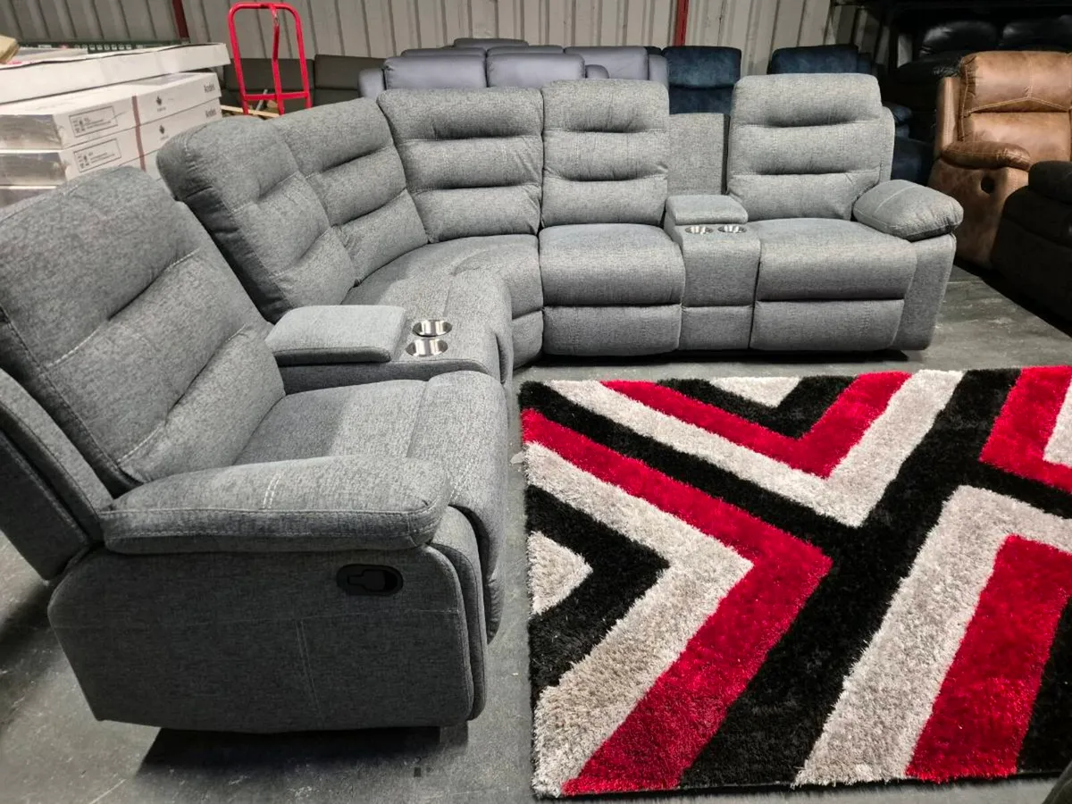 Weekly Sale New Grey Fabric Corner Recliner Sofa - Image 3