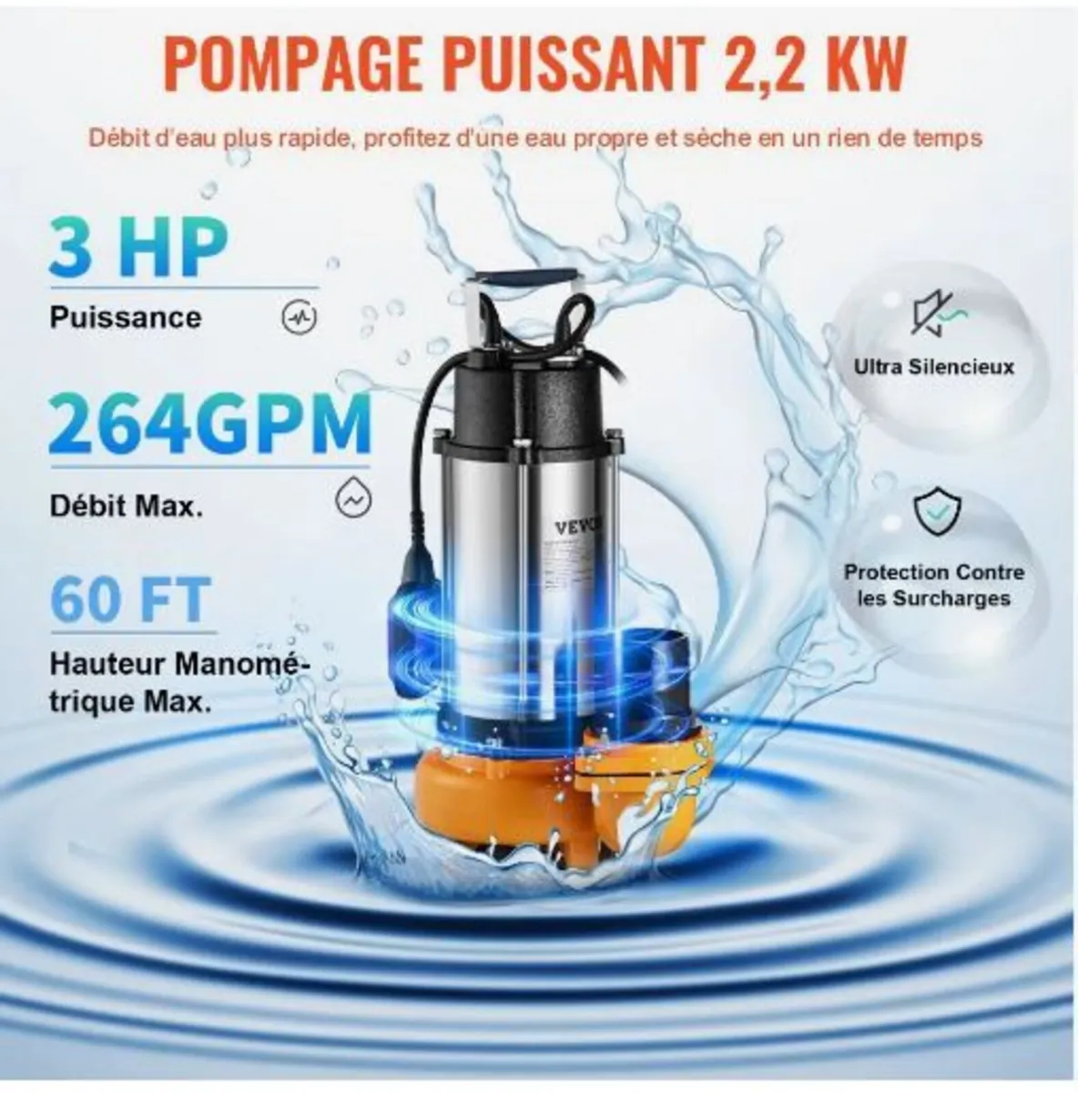 Submersible Water Pump, 2200W - Image 2