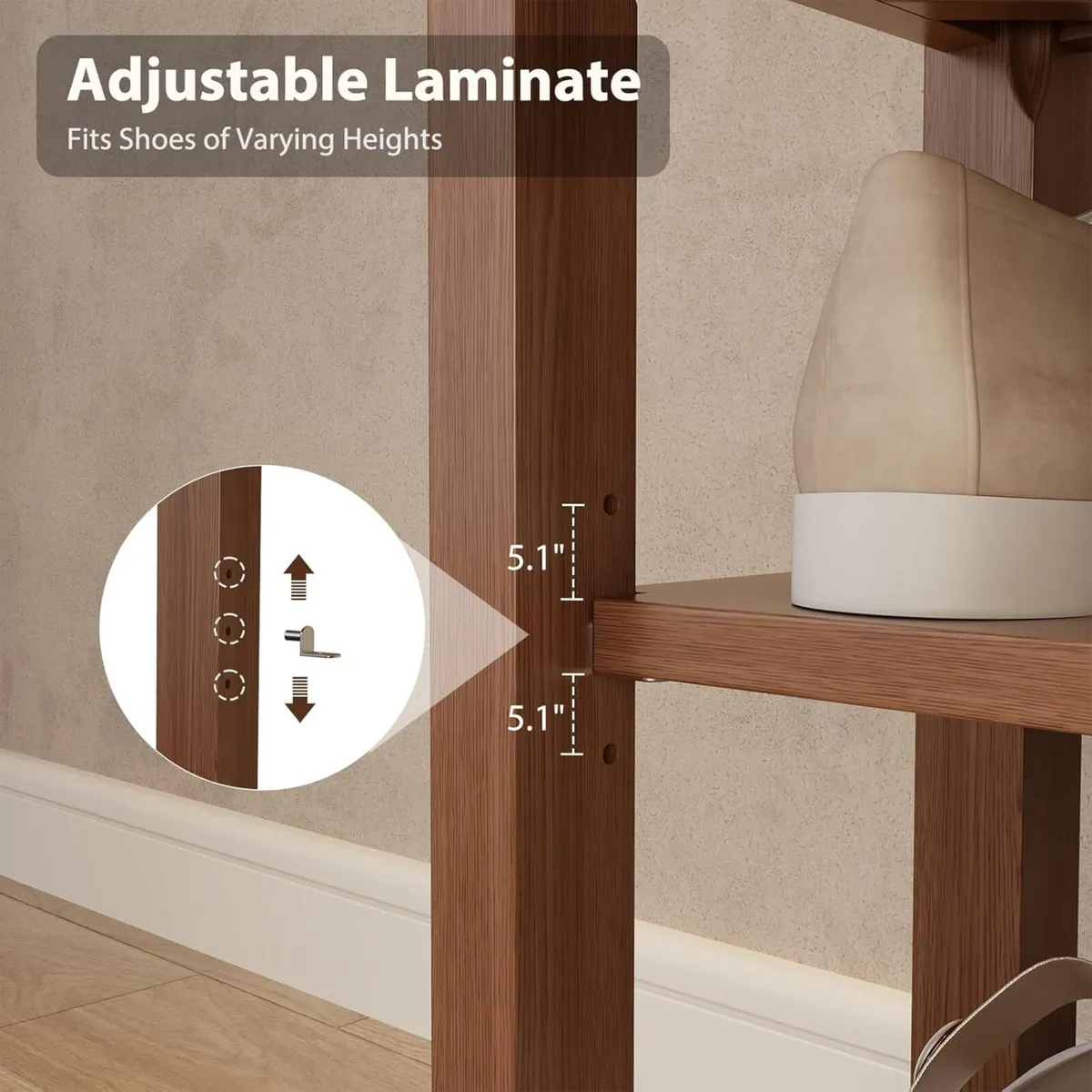 Small Shoe Bench Storage with Seat Wooden Rack - Image 3