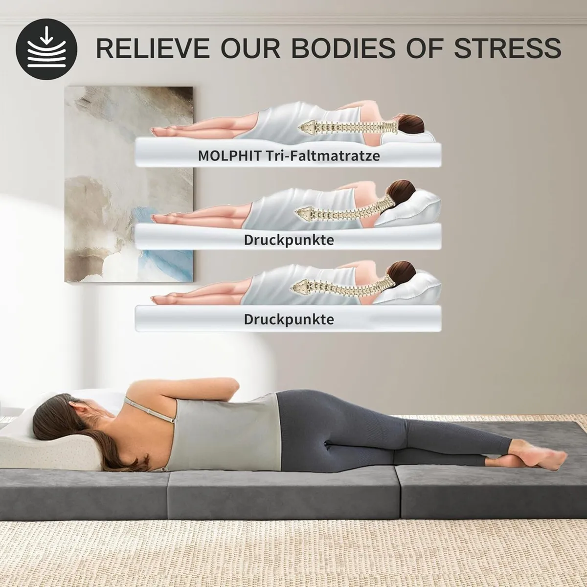 Folding Mattress Single 15CM Trifold Foldable - Image 2