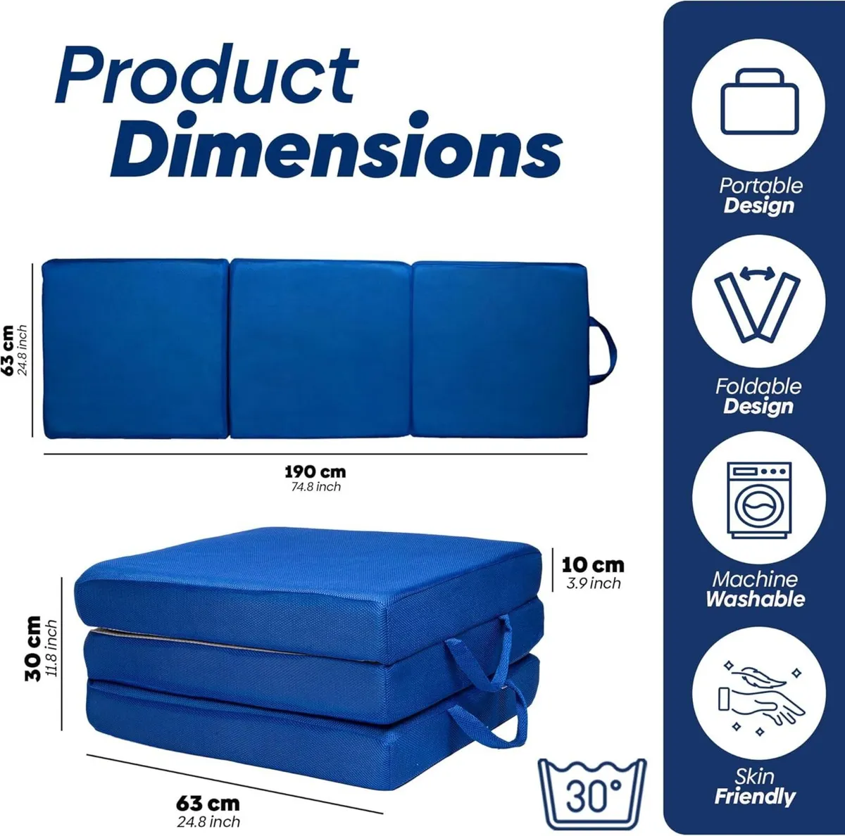 Tri-Folding Memory Foam Mattress 10 cm Foldable - Image 2