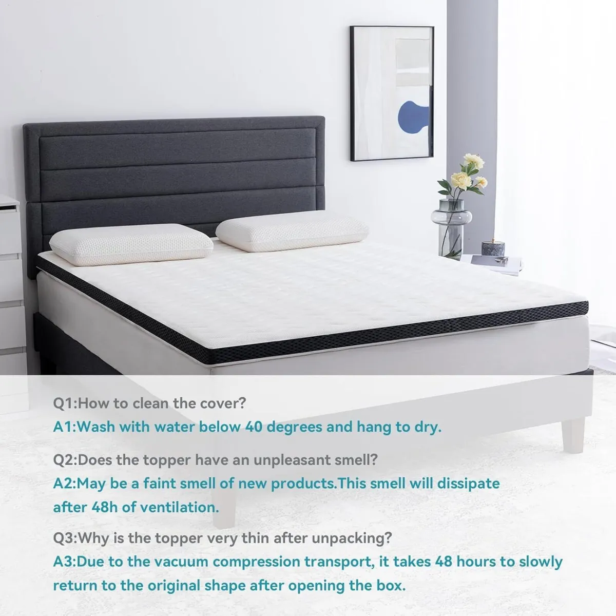 Comfort Memory foam Topper Single White 90 x 190 - Image 3