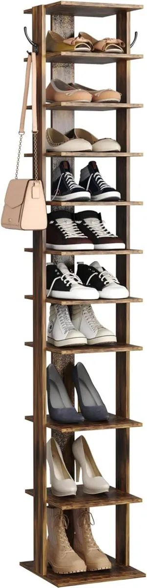 10-Tier Vertical Shoe Rack Corner Tower Slim - Image 1