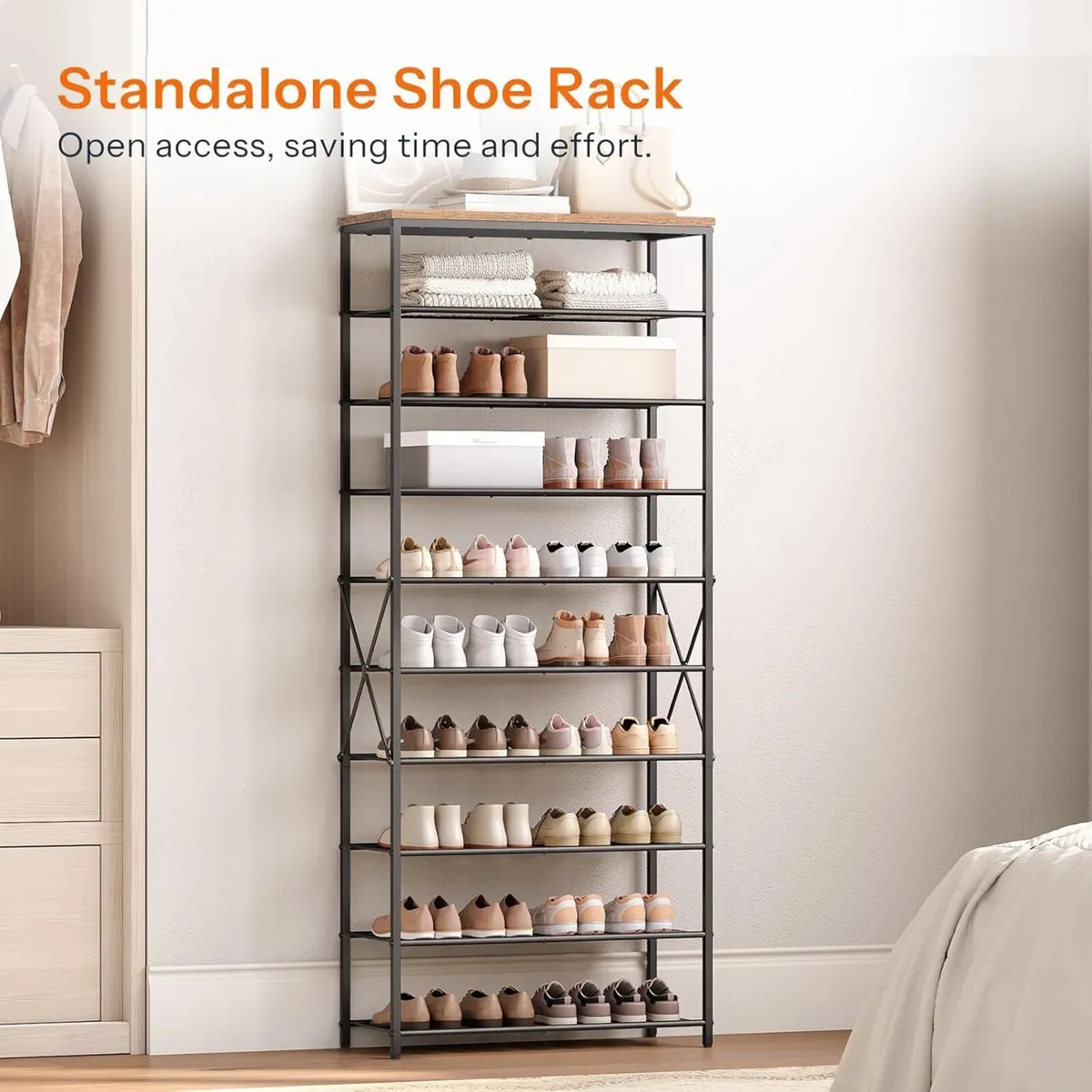 10-Tier Shoe Rack Tall Storage Large Capacity - Image 4