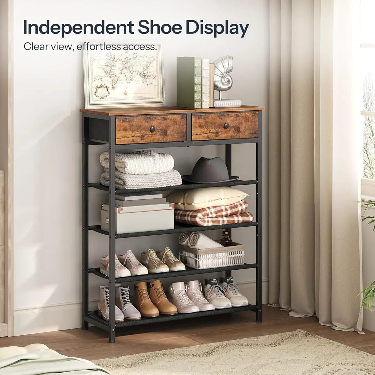 Shoe Rack 5 Tier Storage Organizer with 2 - Image 3