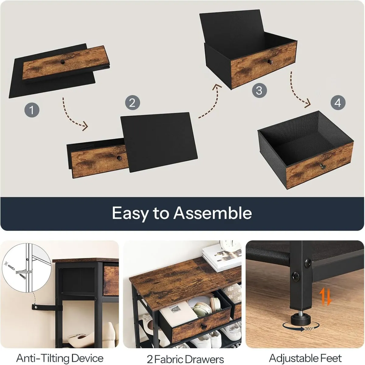 Shoe Rack 5 Tier Storage Organizer with 2 - Image 4