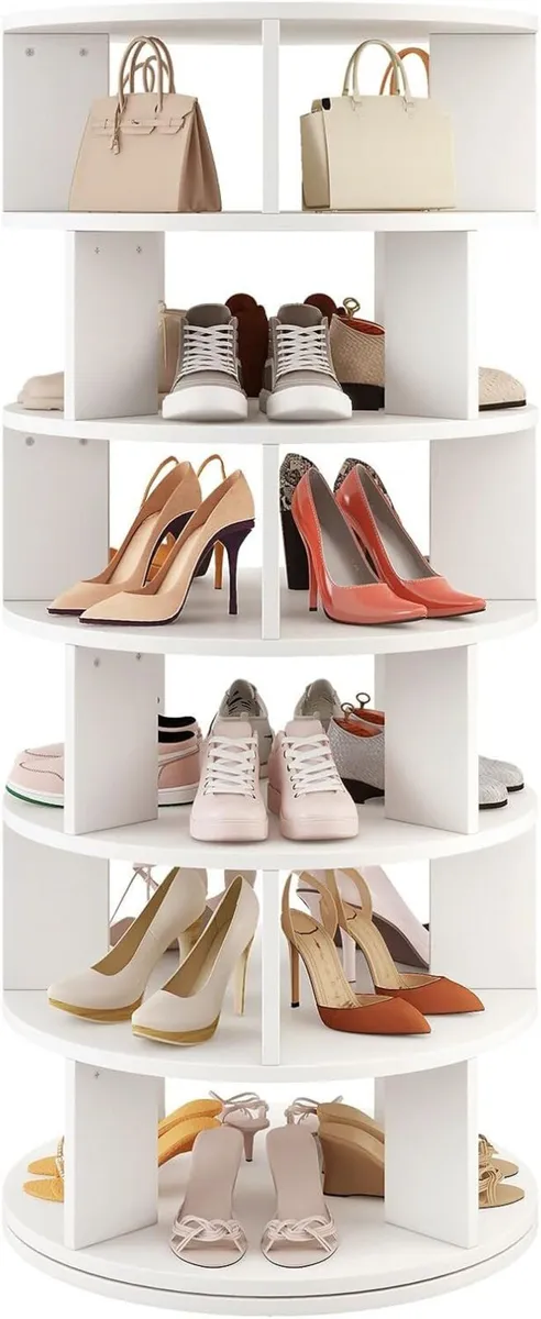 6 Tier Rotating Shoe Rack Wood 360degreesSpinning - Image 1