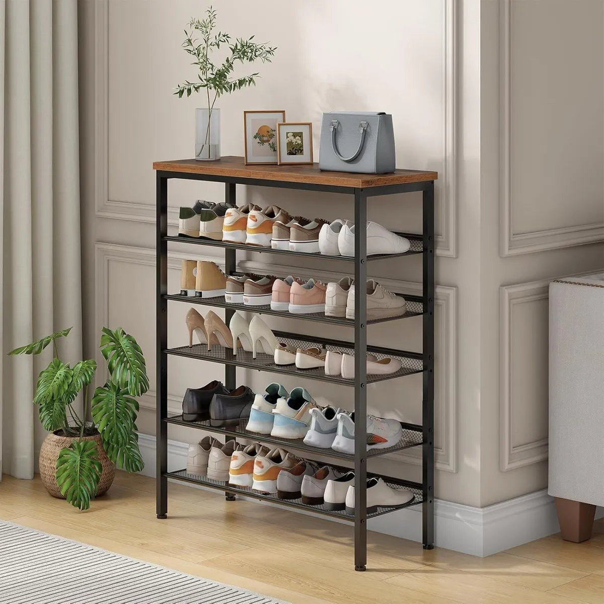 Shoe Rack 6-Tier Storage Cabinet Adjustable Metal - Image 4