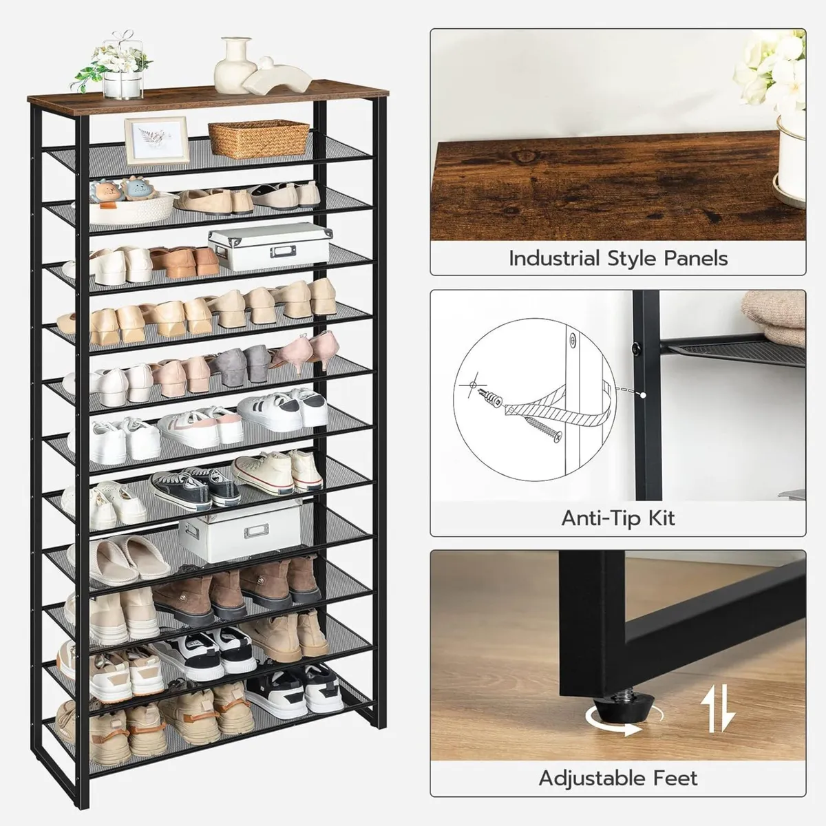 Shoe Rack Large Capacity 12-Tier Storage Organizer - Image 4