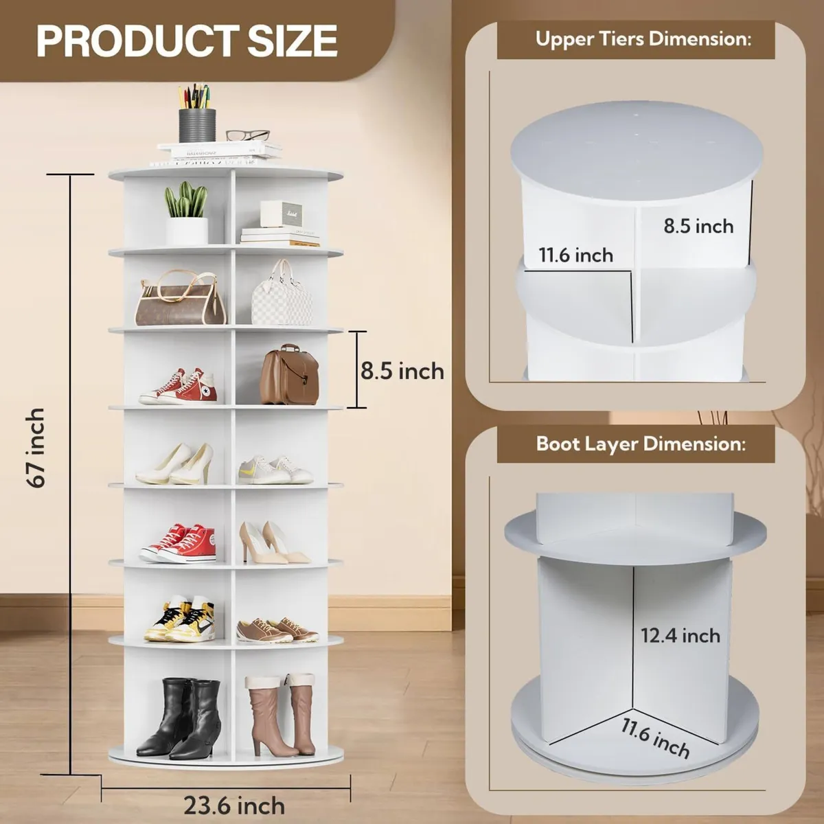 Rotating Shoe Rack 7 Tier Spinning Tower Free - Image 3
