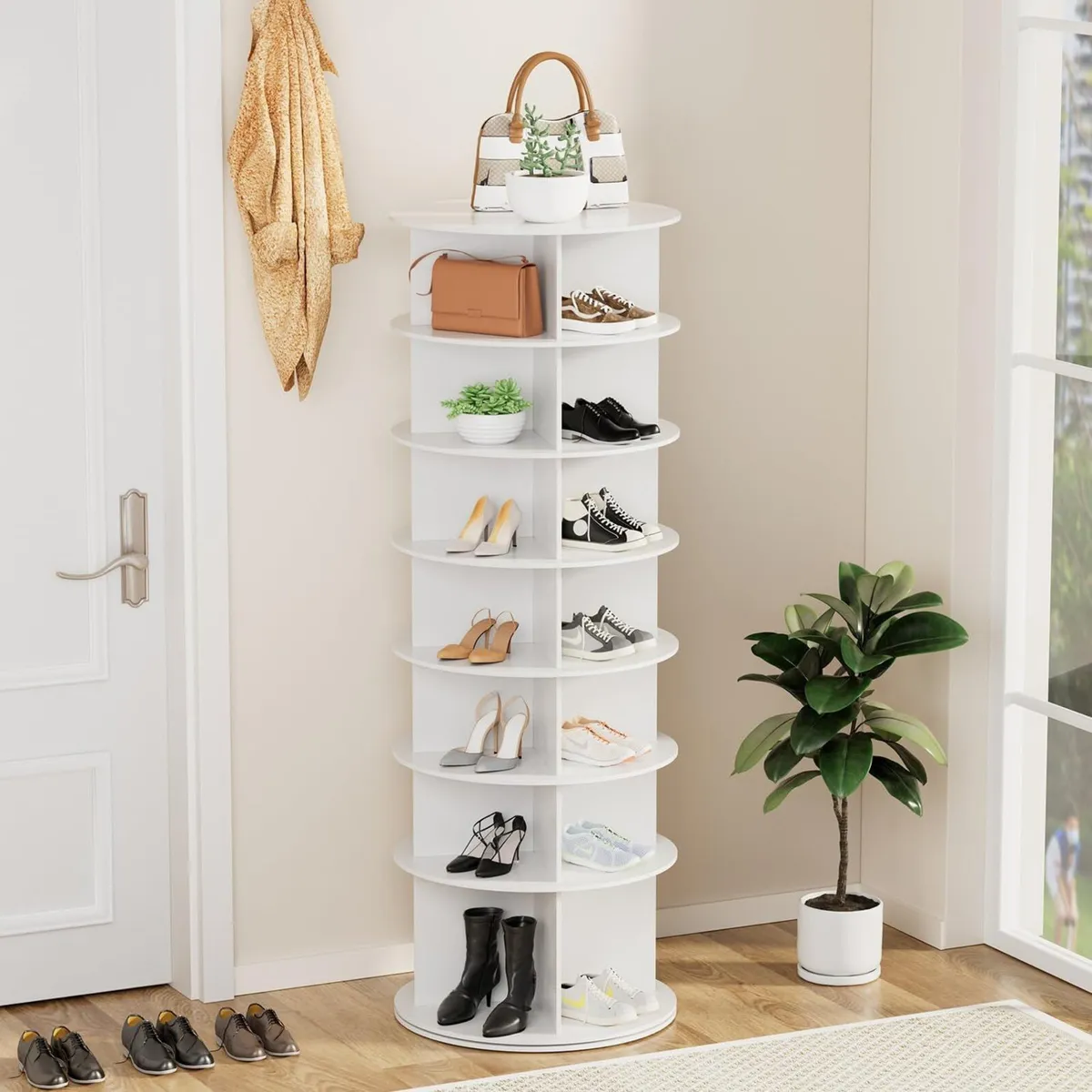Rotating Shoe Rack 7 Tier Spinning Tower Free - Image 2