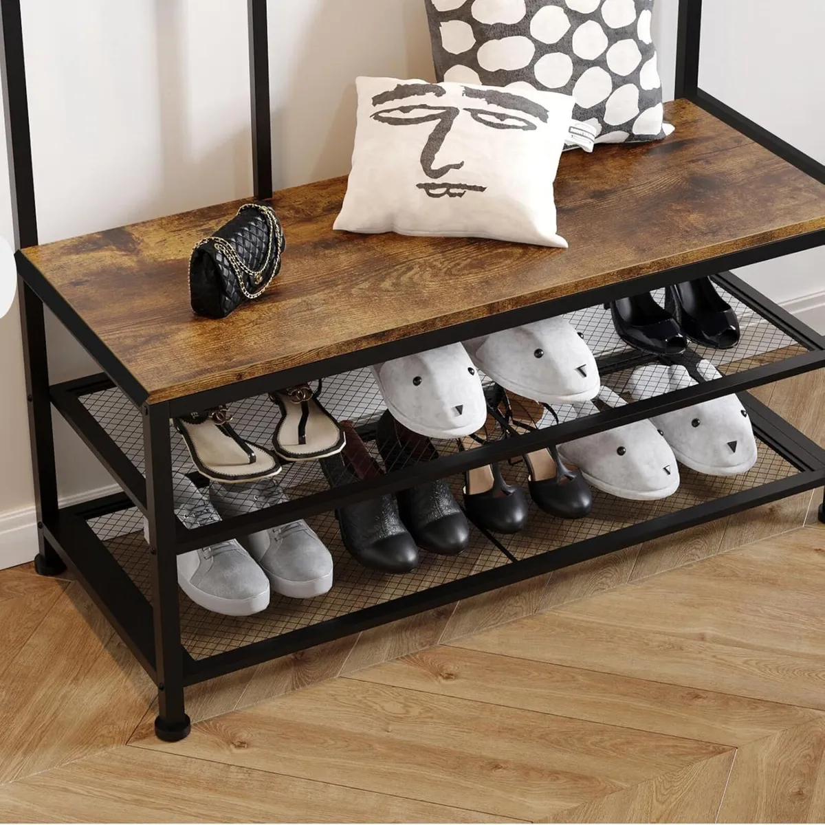 Large Coat Rack Stand Industrial with Hooks and - Image 4