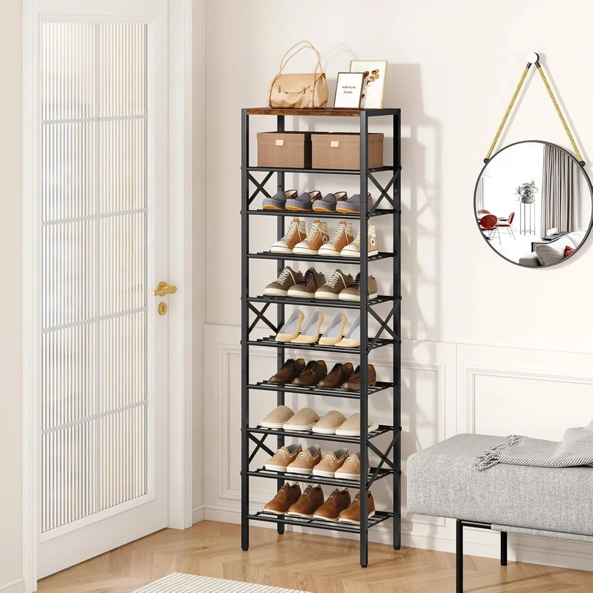 10 Tier Narrow Shoe Rack Vertical Tall Storage - Image 2