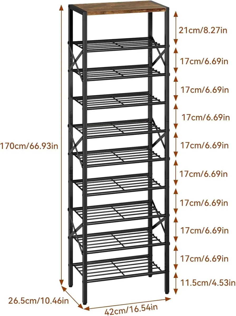 10 Tier Narrow Shoe Rack Vertical Tall Storage - Image 3