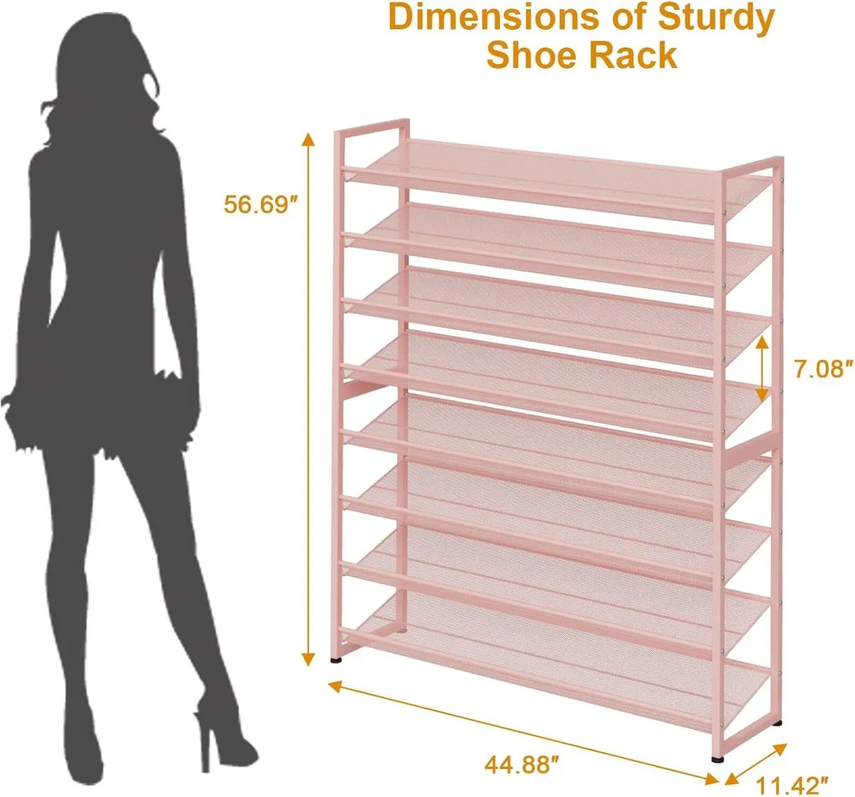 Large Shoe Rack 8 Tier Organizer Heavy Duty Metal - Image 3