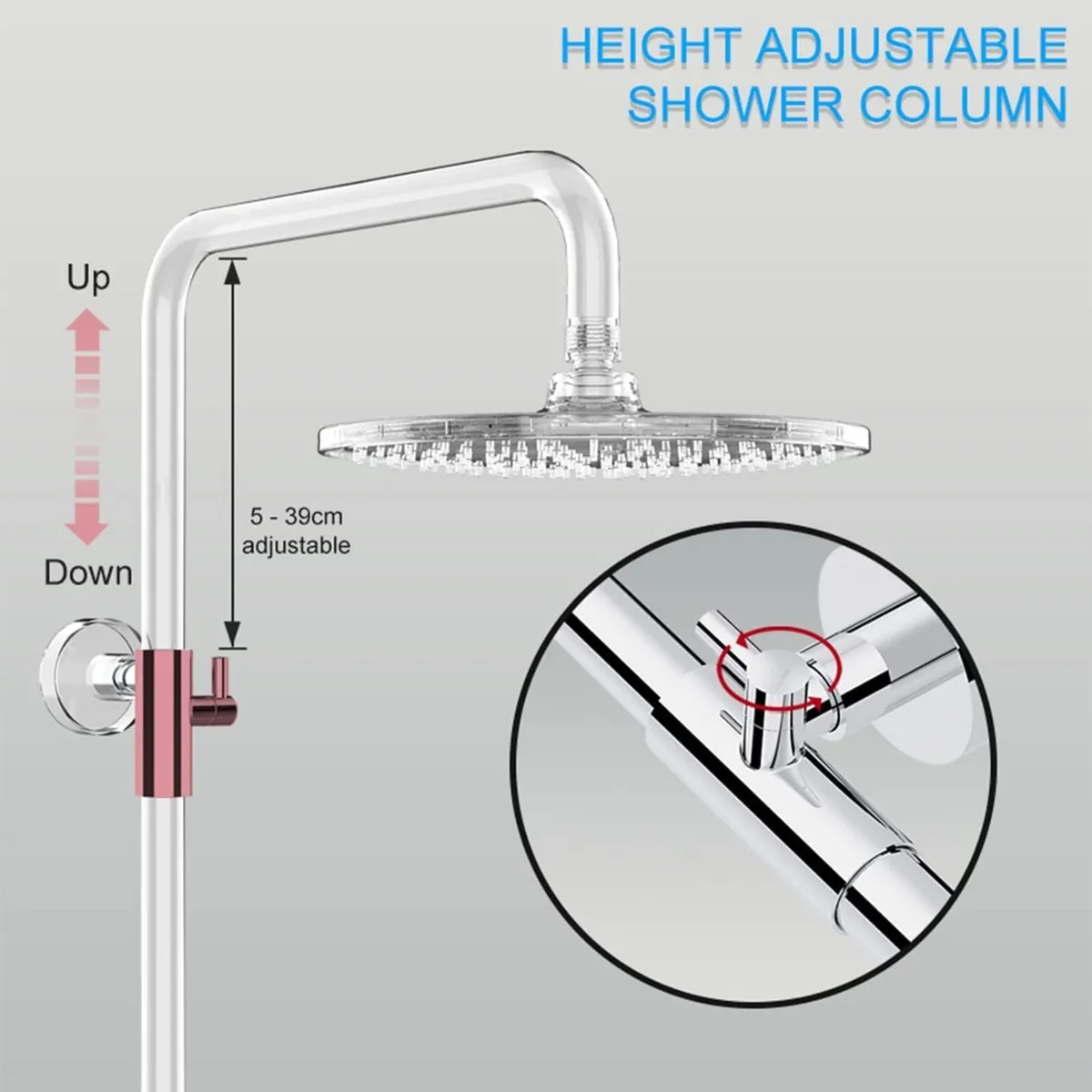 Thermostatic Shower Mixer Set Chrome 25cm Round - Image 3