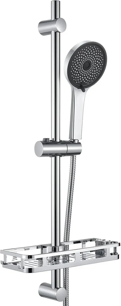 70cm Shower Riser Rail with Soap Dish and 5-Mode - Image 1