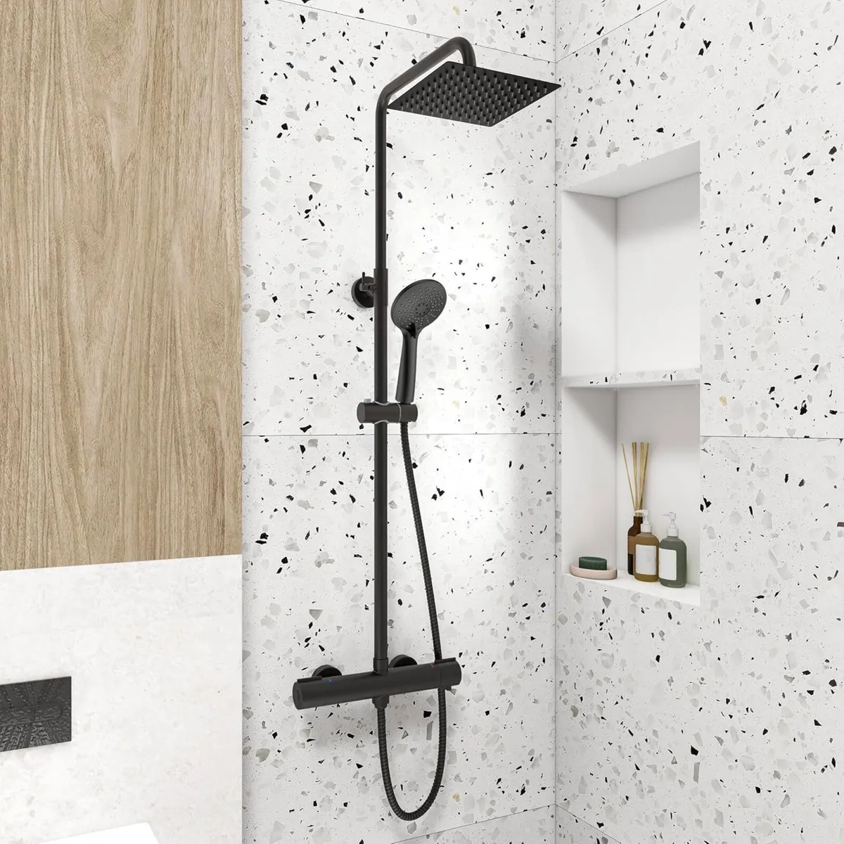 Thermostatic Shower Mixer Set for Bathroom Square - Image 1