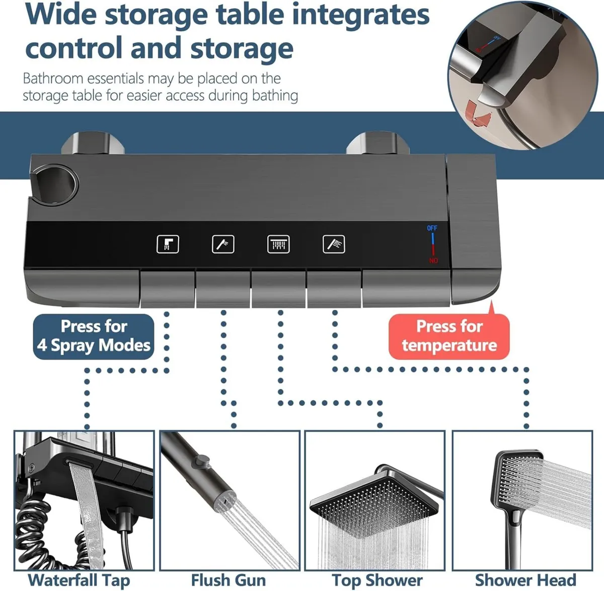 Complete Shower Mixer Set with Height-Adjustable - Image 4