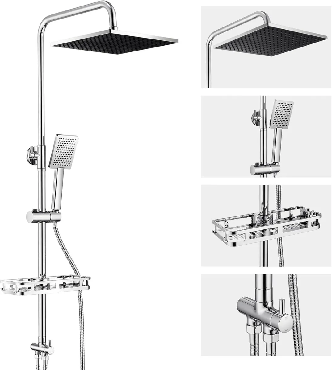 Adjustable Shower Riser Rail Kit with No Drill - Image 1