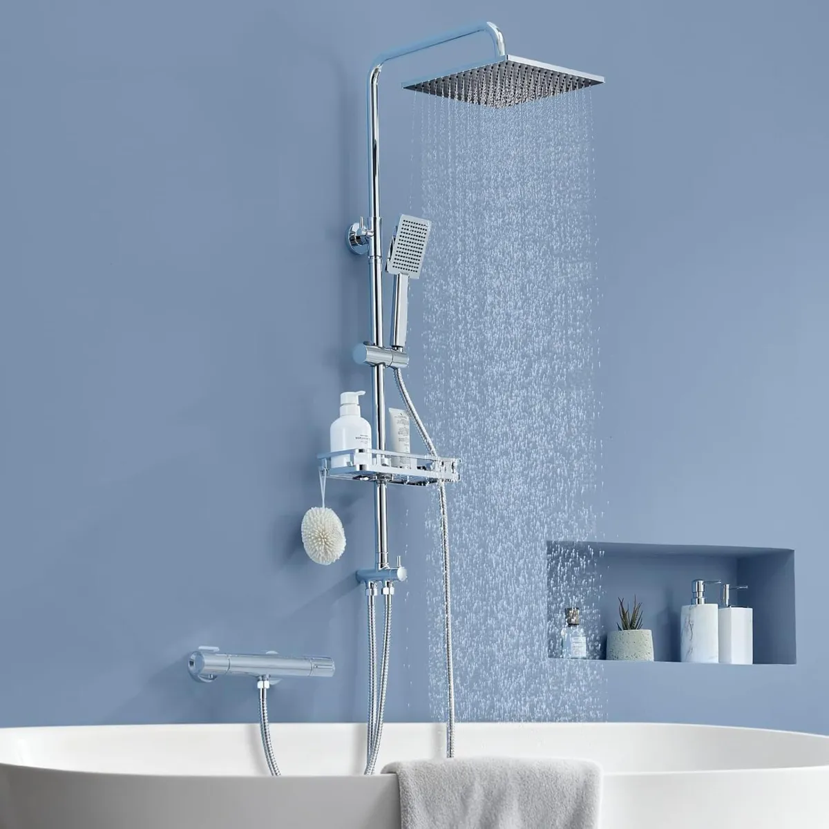 Adjustable Shower Riser Rail Kit with No Drill - Image 2