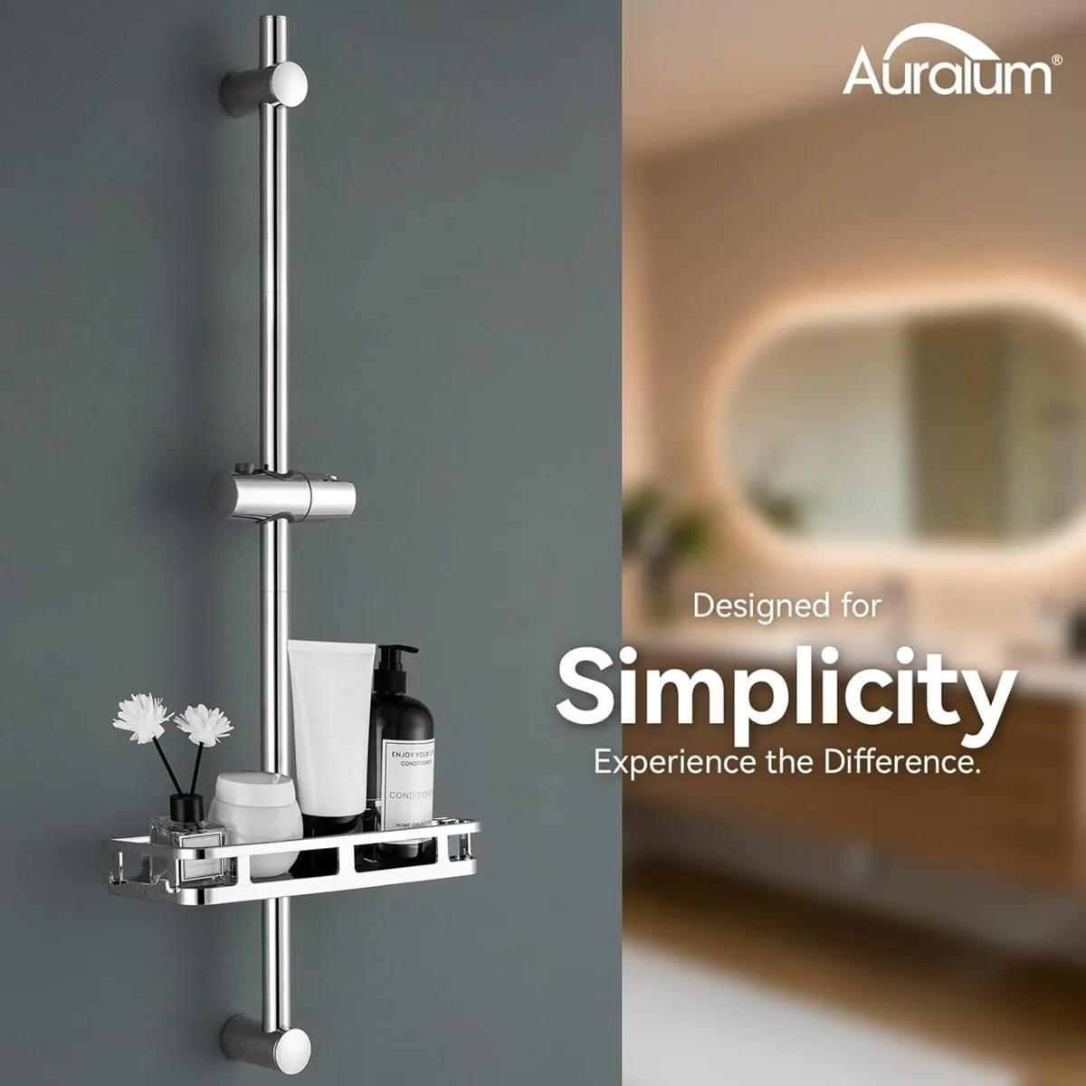 90cm Shower Riser Rail - Adjustable 360degreesSwiv - Image 3