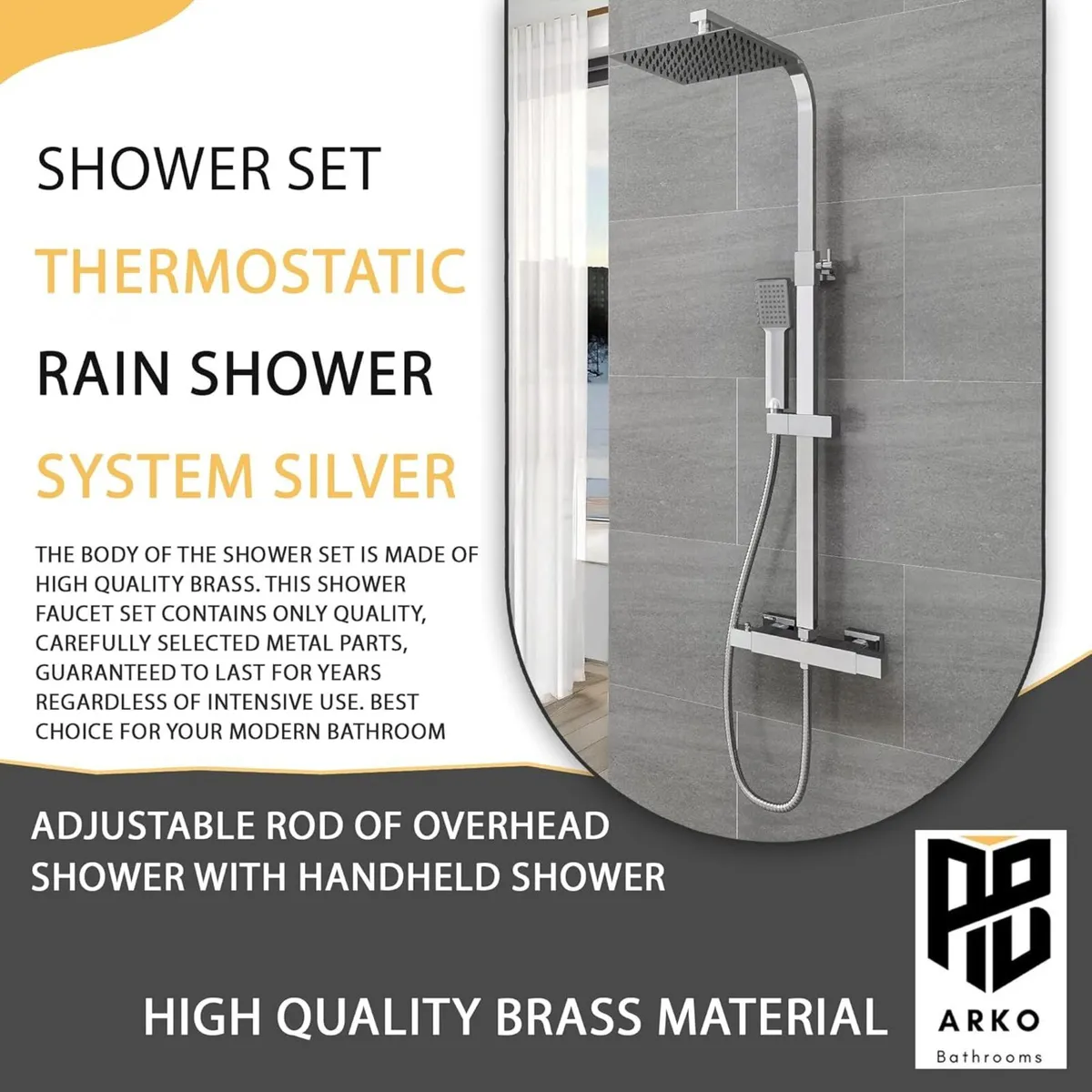 Thermostatic Shower System Mixer Set with - Image 4
