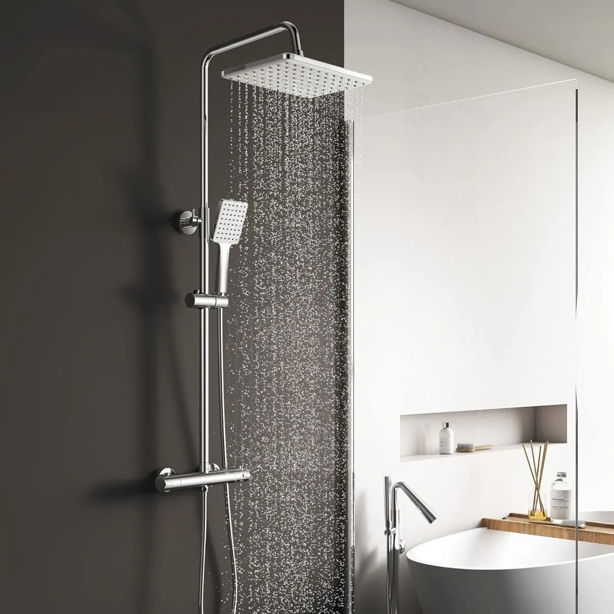 Thermostatic Shower Mixer Set Overhead Rainfall - Image 1