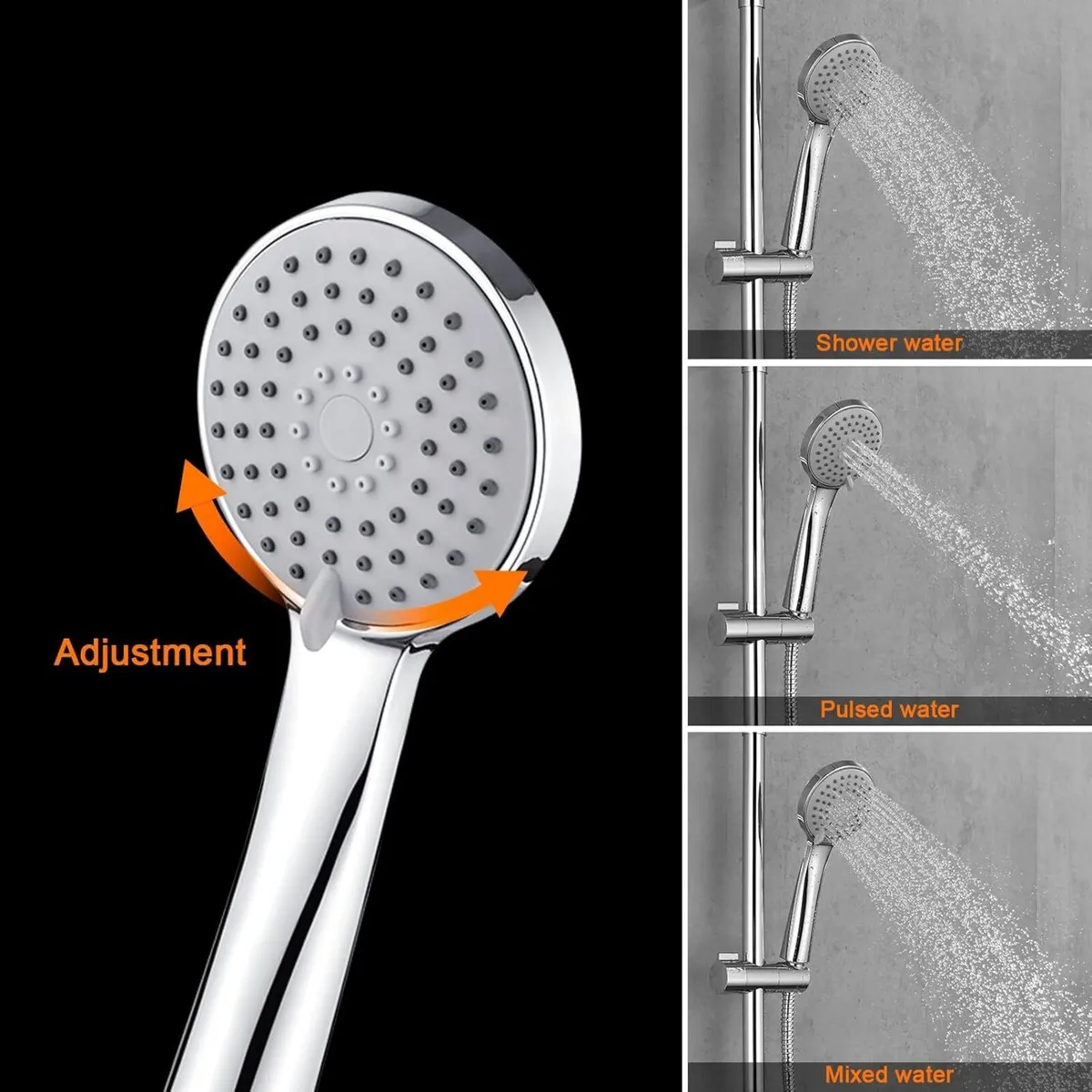 COLUMNAS-G7005 Modern Chrome Shower Riser Rail - Image 3