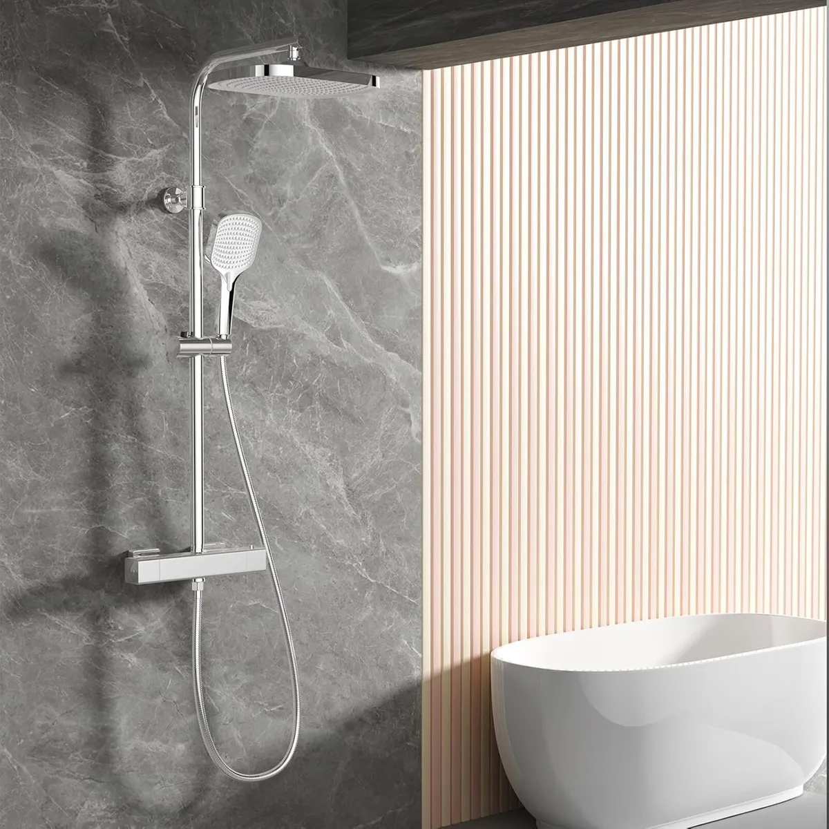 Thermostatic Shower Mixer Set 32cm Square - Image 2