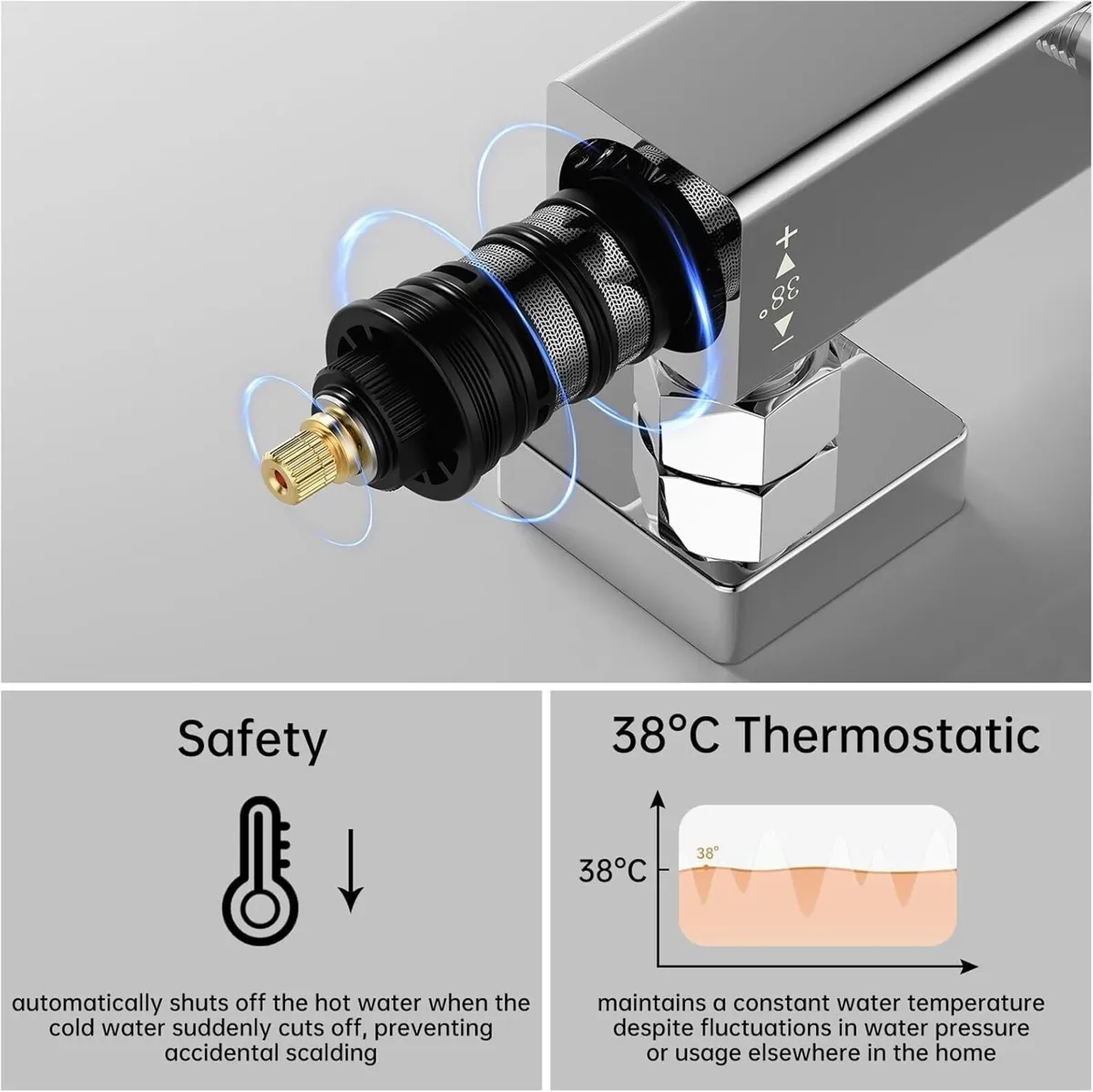 Thermostatic Shower Mixer Set 32cm Square - Image 3