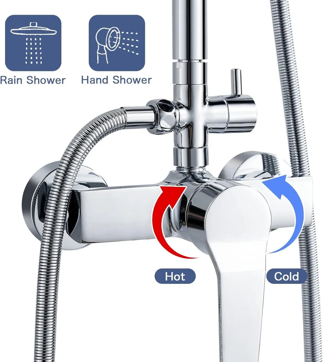 Shower System with Diverter Chrome Mixer Set 21cm - Image 4