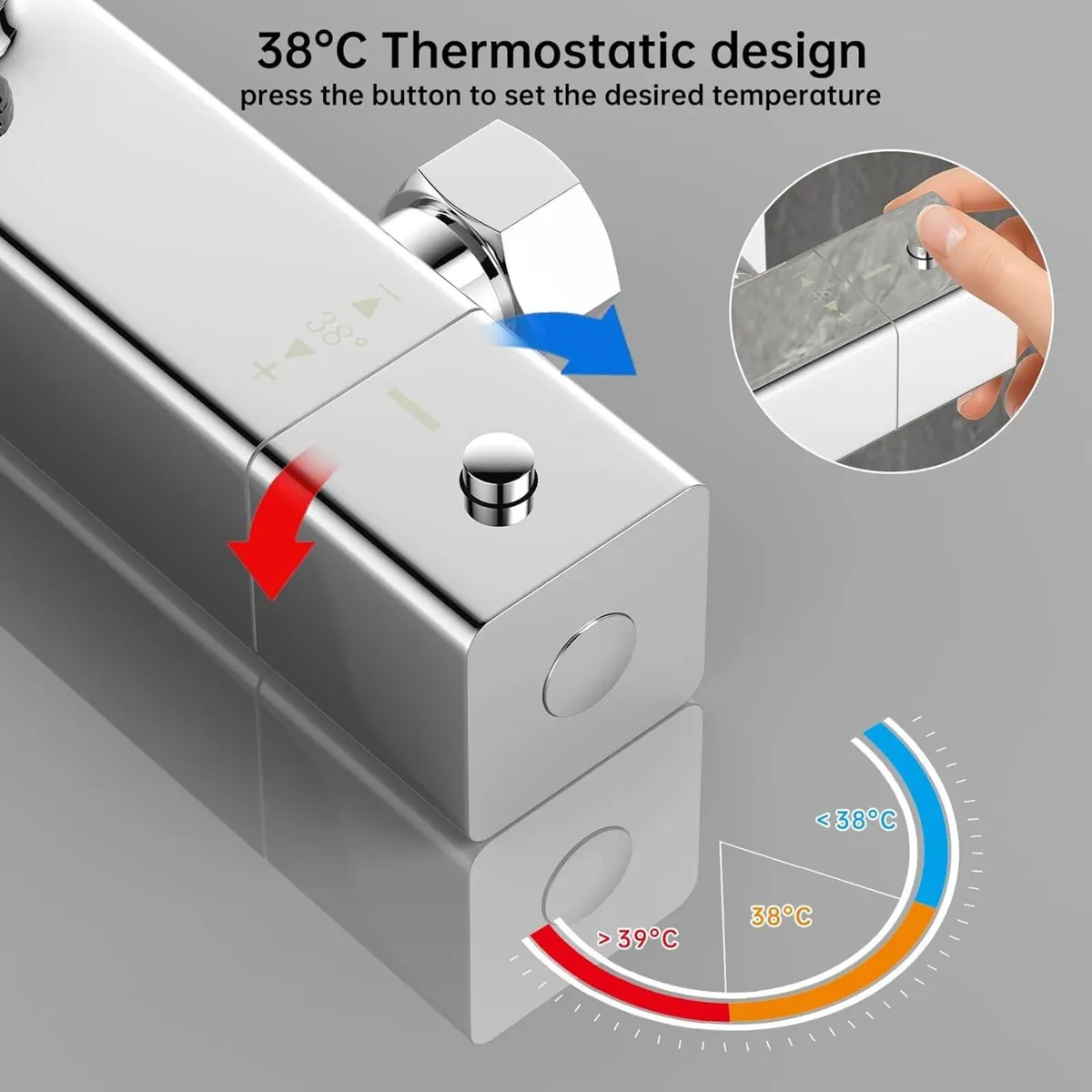 Thermostatic Shower Mixer Set 32cm Square - Image 4