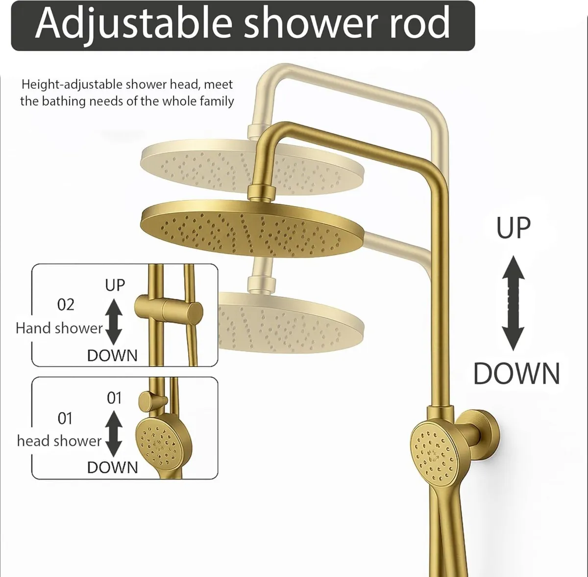 Thermostatic Shower Mixer Set Round Rainfall Head - Image 4