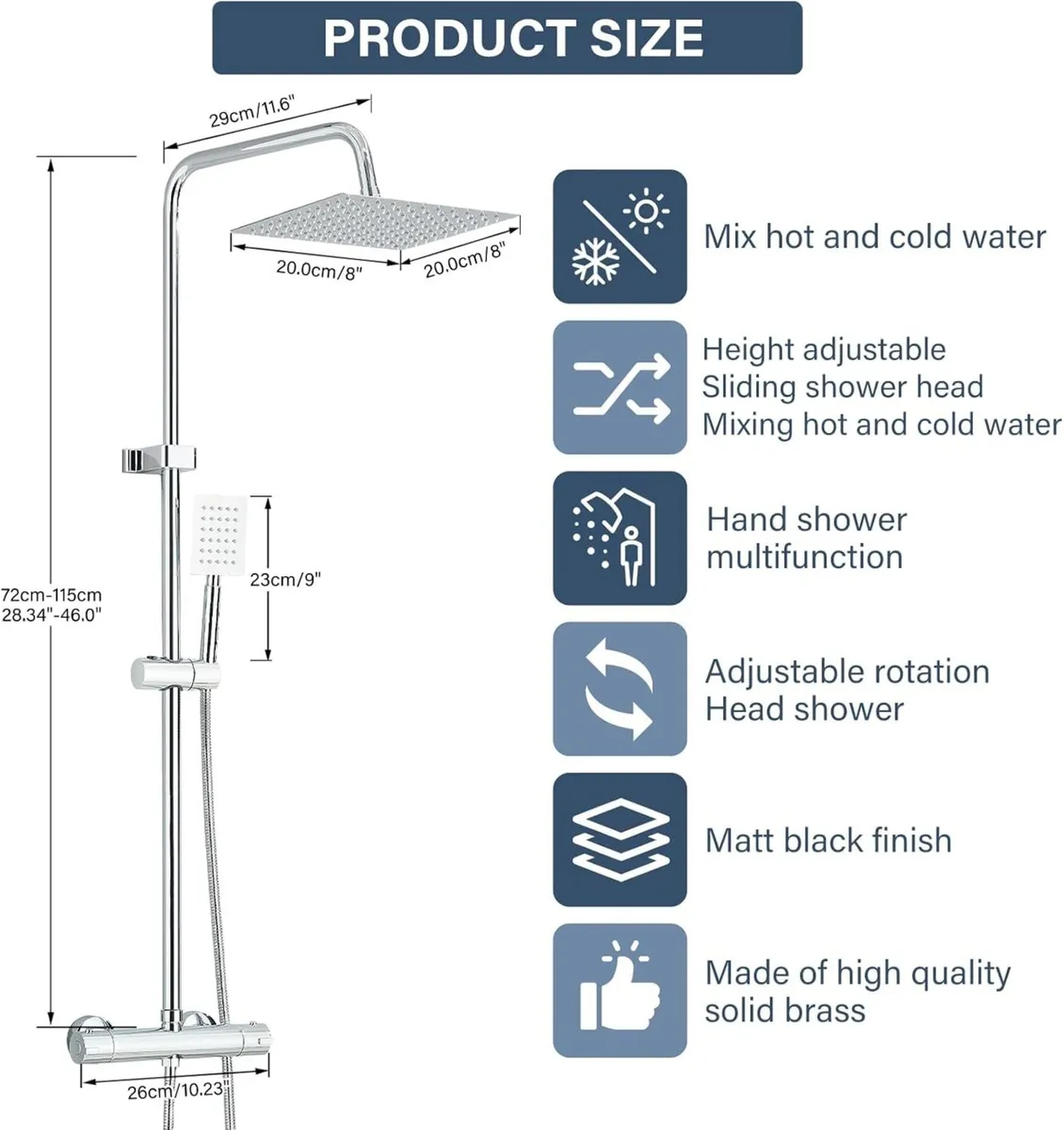 Bathroom Thermostatic Shower Mixer Set and with - Image 2