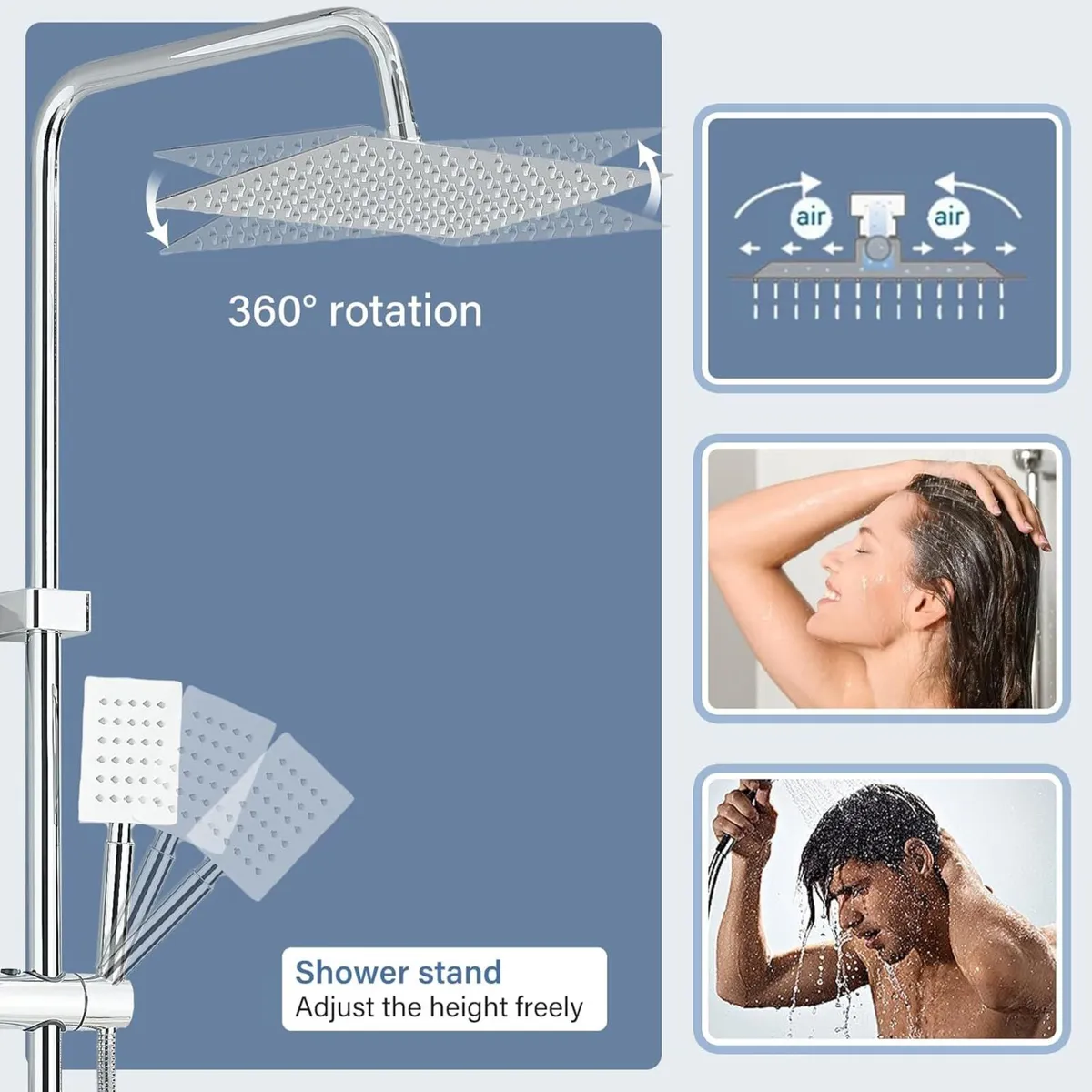 Bathroom Thermostatic Shower Mixer Set and with - Image 3